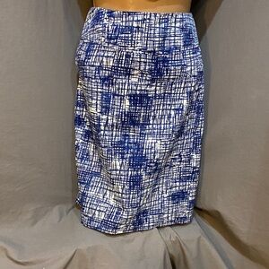 Sharagano Blue and White Patterned Women's Skirt